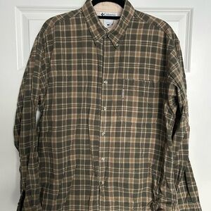 Columbia Men's Olive and Tan Plaid Shirt